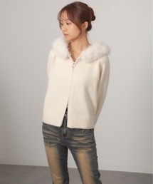 Chiina（チーナ）の「Chiina/ダブルジップ　ファー付きフード　ニットパーカー（パーカー）」