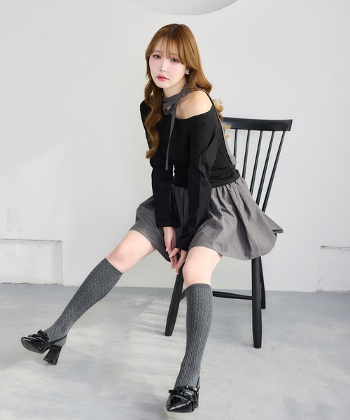 one after another NICE CLAUP(ワンアフターアナザーナイスクラップ)の「ネックリボンカットソー(Tシャツ/カットソー・レディース・アイボリー/ブラック/サックスブルー/ネイビー・FREE)」の20枚目の写真