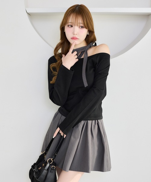 one after another NICE CLAUP(ワンアフターアナザーナイスクラップ)の「ネックリボンカットソー(Tシャツ/カットソー・レディース・アイボリー/ブラック/サックスブルー/ネイビー・FREE)」の22枚目の写真