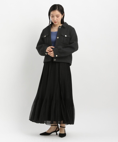 Andemiu（アンデミュウ）の「ツイードブルゾン636669（ブルゾン・レディース・ブラック/グリーン・FREE）」の13枚目の写真