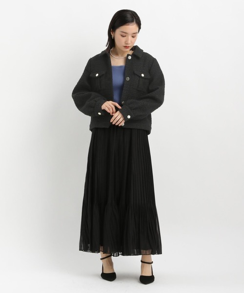 Andemiu（アンデミュウ）の「ツイードブルゾン636669（ブルゾン・レディース・ブラック/グリーン・FREE）」の14枚目の写真