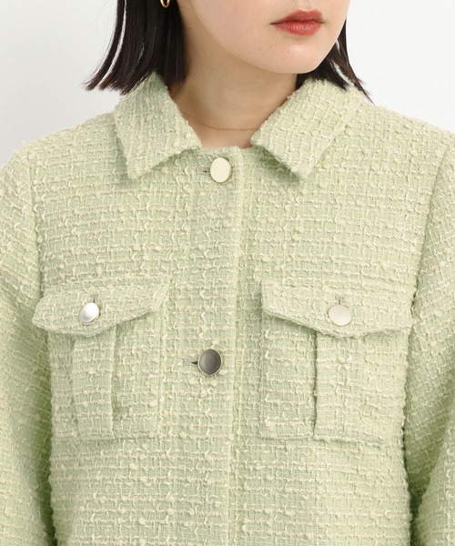 Andemiu（アンデミュウ）の「ツイードブルゾン636669（ブルゾン・レディース・ブラック/グリーン・FREE）」の19枚目の写真