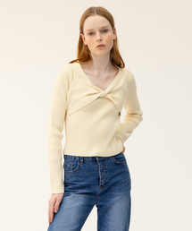 COMBSTUDIO（コムスタジオ）の「CO RIBBED TWIST KNIT TOP_CREAM（ニット/セーター）」