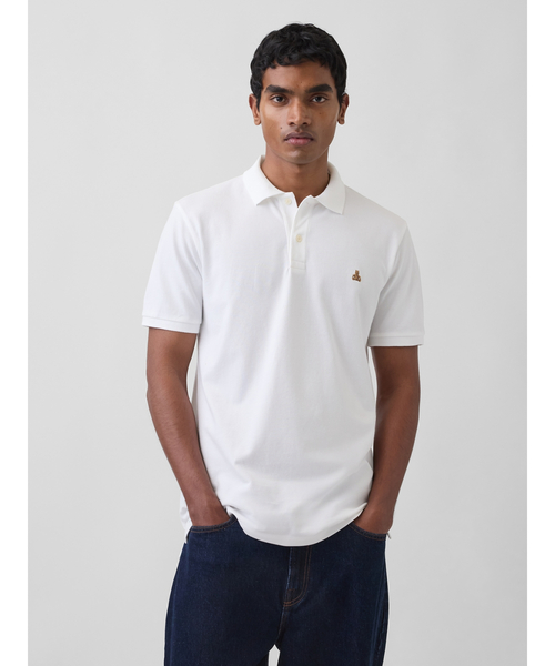 GAP(ギャップ)の「ブラナンベア ストレッチ ピケ ポロシャツ(ポロシャツ・メンズ・ホワイト・XS/S/M/L/XL)」の1枚目の写真