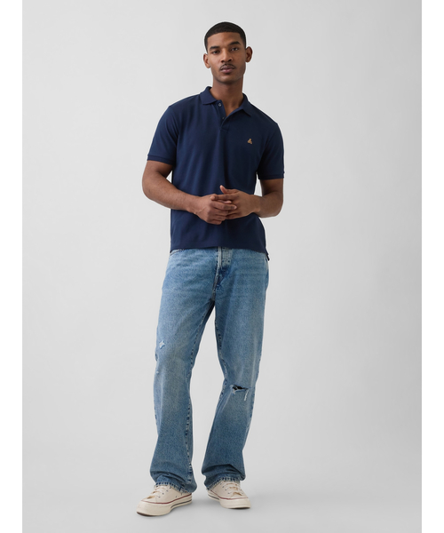 GAP(ギャップ)の「ブラナンベア ストレッチ ピケ ポロシャツ(ポロシャツ・メンズ・ホワイト・XS/S/M/L/XL)」の4枚目の写真