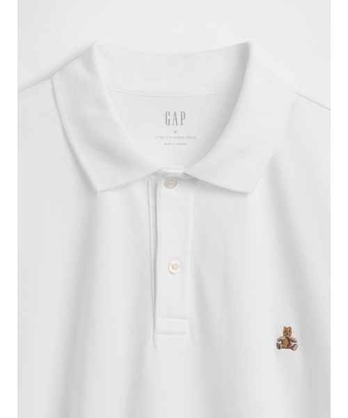 GAP(ギャップ)の「ブラナンベア ストレッチ ピケ ポロシャツ(ポロシャツ・メンズ・ホワイト・XS/S/M/L/XL)」の2枚目の写真