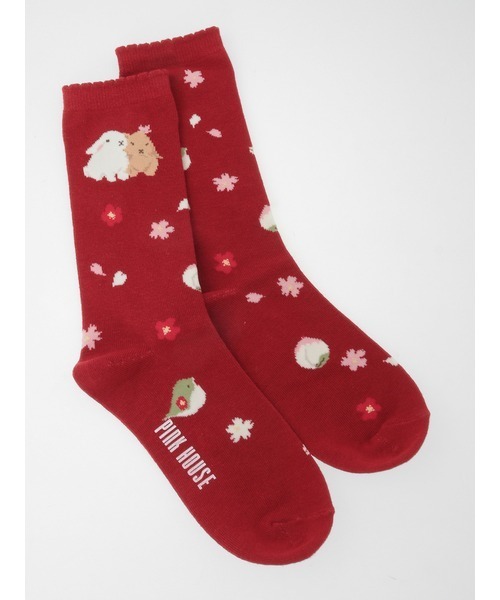 PINK HOUSE(ピンクハウス)の「幸見うさぎ柄ソックス(ソックス/靴下・レディース・レッド/ピンク/ライトグリーン/スカイブルー/ブラック・フリー)」の5枚目の写真