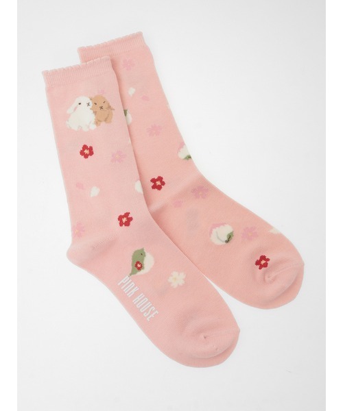 PINK HOUSE(ピンクハウス)の「幸見うさぎ柄ソックス(ソックス/靴下・レディース・レッド/ピンク/ライトグリーン/スカイブルー/ブラック・フリー)」の4枚目の写真