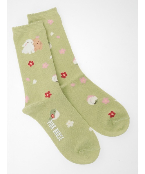 PINK HOUSE(ピンクハウス)の「幸見うさぎ柄ソックス(ソックス/靴下・レディース・レッド/ピンク/ライトグリーン/スカイブルー/ブラック・フリー)」の1枚目の写真