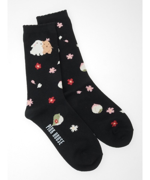 PINK HOUSE(ピンクハウス)の「幸見うさぎ柄ソックス(ソックス/靴下・レディース・レッド/ピンク/ライトグリーン/スカイブルー/ブラック・フリー)」の2枚目の写真