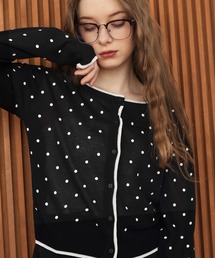 Mili affinity（ミリアフィニティー）の「配色ドット柄カーディガン（ニット/セーター）」