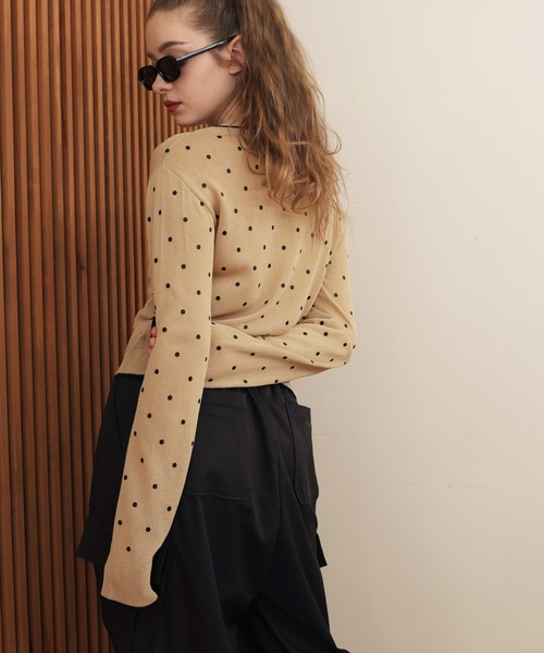 Mili affinity（ミリアフィニティー）の「配色ドット柄カーディガン（ニット/セーター・レディース・ブラック系/ベージュ系/グレー系・FREE）」の20枚目の写真