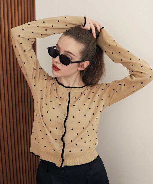 Mili affinity（ミリアフィニティー）の「配色ドット柄カーディガン（ニット/セーター・レディース・ブラック系/ベージュ系/グレー系・FREE）」の15枚目の写真