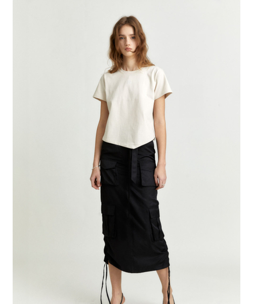 MUSEE（ミューゼ）の「LILY Side String Belted Satin Cargo Long Skirt_Black（スカート・レディース・その他・S/M）」の3枚目の写真