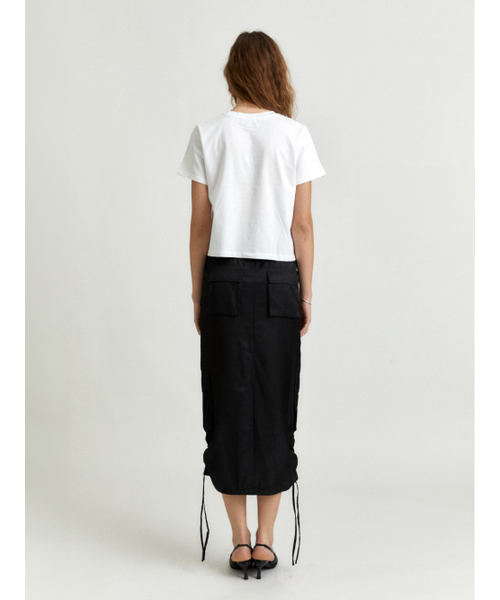 MUSEE（ミューゼ）の「LILY Side String Belted Satin Cargo Long Skirt_Black（スカート・レディース・その他・S/M）」の6枚目の写真