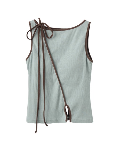idem(イデム)の「cup in bi color slit tank top / カップインバイカラースリットタンクトップ(タンクトップ・レディース・ブルー/ライトグレー・FREE)」の3枚目の写真