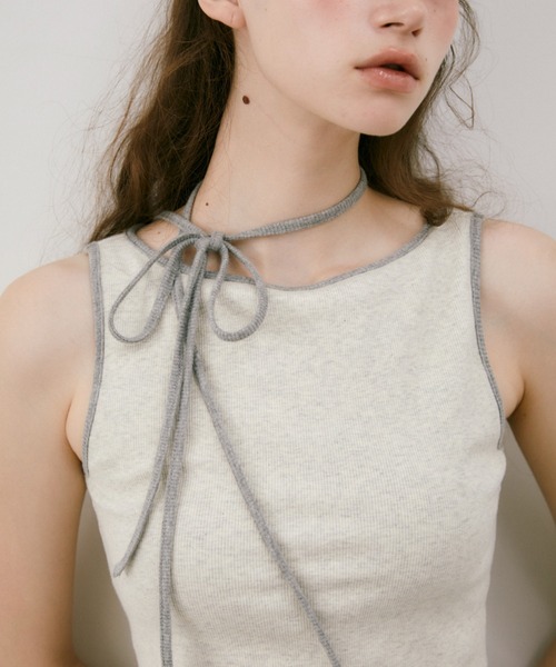 idem(イデム)の「cup in bi color slit tank top / カップインバイカラースリットタンクトップ(タンクトップ・レディース・ブルー/ライトグレー・FREE)」の11枚目の写真