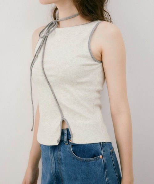 idem(イデム)の「cup in bi color slit tank top / カップインバイカラースリットタンクトップ(タンクトップ・レディース・ブルー/ライトグレー・FREE)」の13枚目の写真