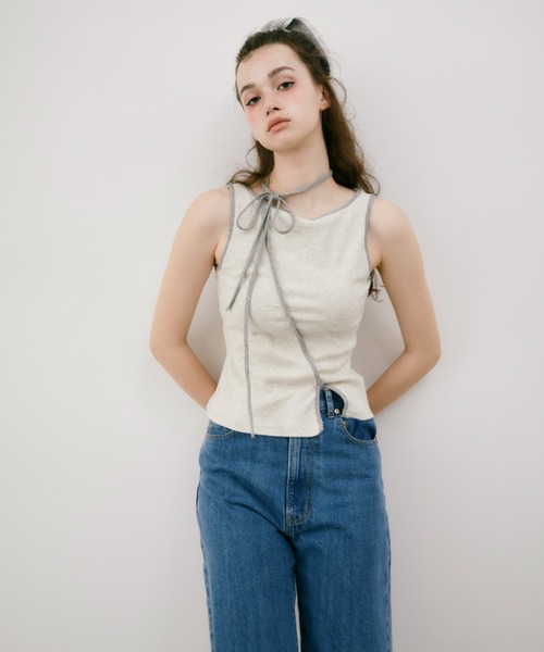 idem(イデム)の「cup in bi color slit tank top / カップインバイカラースリットタンクトップ(タンクトップ・レディース・ブルー/ライトグレー・FREE)」の15枚目の写真