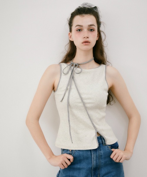 idem(イデム)の「cup in bi color slit tank top / カップインバイカラースリットタンクトップ(タンクトップ・レディース・ブルー/ライトグレー・FREE)」の17枚目の写真