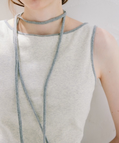 idem(イデム)の「cup in bi color slit tank top / カップインバイカラースリットタンクトップ(タンクトップ・レディース・ブルー/ライトグレー・FREE)」の8枚目の写真