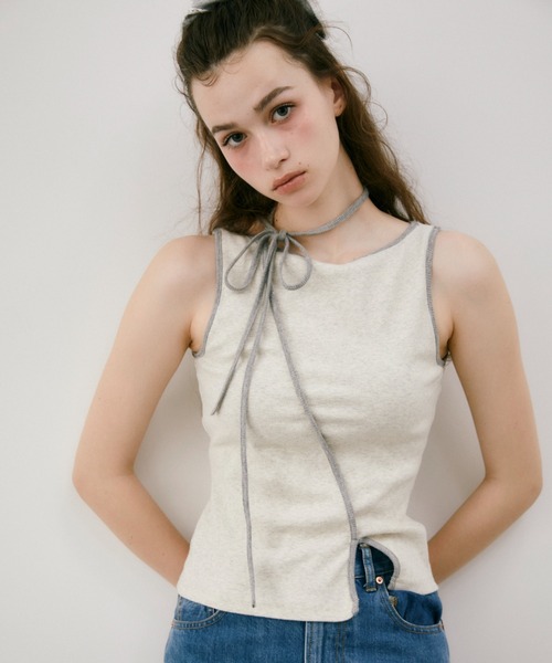 idem(イデム)の「cup in bi color slit tank top / カップインバイカラースリットタンクトップ(タンクトップ・レディース・ブルー/ライトグレー・FREE)」の16枚目の写真