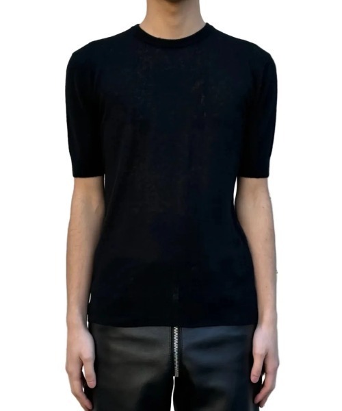 JOHN LAWRENCE SULLIVAN(ジョンローレンスサリバン)の「JOHN LAWRENCE SULLIVAN WOOL CASHMERE RIB KNIT TEE (4A004-0226-29)(Tシャツ/カットソー・メンズ・ブラック・LARGE)」の2枚目の写真