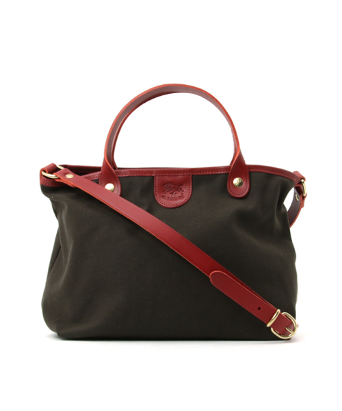 IL BISONTE（イルビゾンテ）の「IL BISONTE / CANVAS x LEATHER / SHOULDER BAG（ショルダーバッグ・レディース・ブラウン/ブラックミックス/その他1/レッド/ネイビー/ブラウン系その他/ブラック/オリーブ/ブラック系その他/ダークブラウン・FREE）」の5枚目の写真