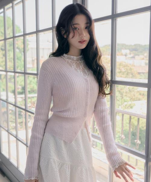 セール】MOHAIR BLENDED TWO WAY BUTTON CARDIGAN PINK（カーディガン