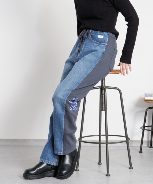 cepo(セポ)の「〈セットアップ対応〉REMAKEデニム×スウェットパンツ(デニムパンツ・レディース・ワンウォッシュ/ブルー系2・S/M/L)」の2枚目の写真