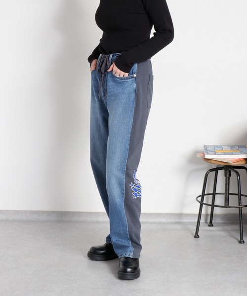 cepo(セポ)の「〈セットアップ対応〉REMAKEデニム×スウェットパンツ(デニムパンツ・レディース・ワンウォッシュ/ブルー系2・S/M/L)」の12枚目の写真