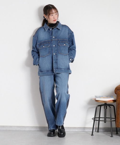 cepo(セポ)の「〈セットアップ対応〉REMAKEデニム×スウェットパンツ(デニムパンツ・レディース・ワンウォッシュ/ブルー系2・S/M/L)」の3枚目の写真