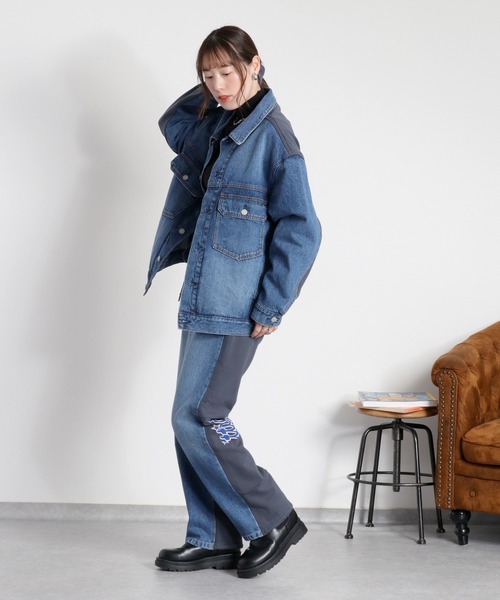 cepo(セポ)の「〈セットアップ対応〉REMAKEデニム×スウェットパンツ(デニムパンツ・レディース・ワンウォッシュ/ブルー系2・S/M/L)」の4枚目の写真