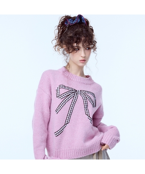 セール】PA RIBBON KNIT(PINK)（ニット/セーター）｜LUVISTRUE（ラヴ