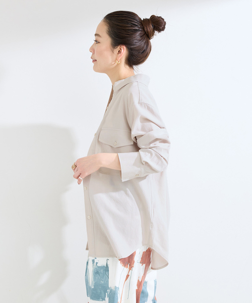 B.C STOCK(ベーセーストック)の「手洗い可 / フィブリルシャツ(シャツ/ブラウス・レディース・ブラック/チャコールグレー/ベージュ・FREE)」の9枚目の写真