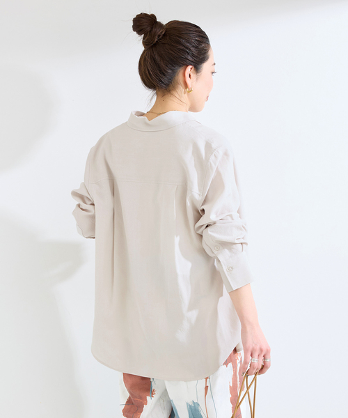 B.C STOCK(ベーセーストック)の「手洗い可 / フィブリルシャツ(シャツ/ブラウス・レディース・ブラック/チャコールグレー/ベージュ・FREE)」の10枚目の写真