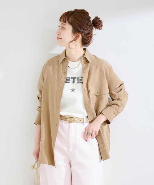 B.C STOCK(ベーセーストック)の「手洗い可 / フィブリルシャツ(シャツ/ブラウス・レディース・ブラック/チャコールグレー/ベージュ・FREE)」の14枚目の写真