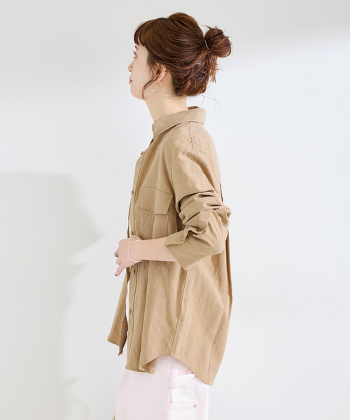 B.C STOCK(ベーセーストック)の「手洗い可 / フィブリルシャツ(シャツ/ブラウス・レディース・ブラック/チャコールグレー/ベージュ・FREE)」の15枚目の写真