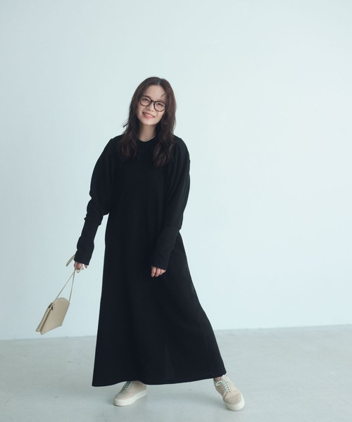 NAOKO TAKAI S ビッグシルエットフーディー　ブラック セール】高山直子さんコラボ/パフショルダーサーマルカットワンピース