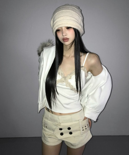 THEAIRTOWN（ジエアタウン）の「comfy lace bustier（キャミソール・レディース・アイボリー/ブラック・FREE）」の5枚目の写真