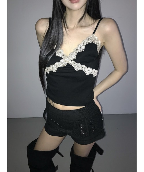 THEAIRTOWN（ジエアタウン）の「comfy lace bustier（キャミソール・レディース・アイボリー/ブラック・FREE）」の10枚目の写真