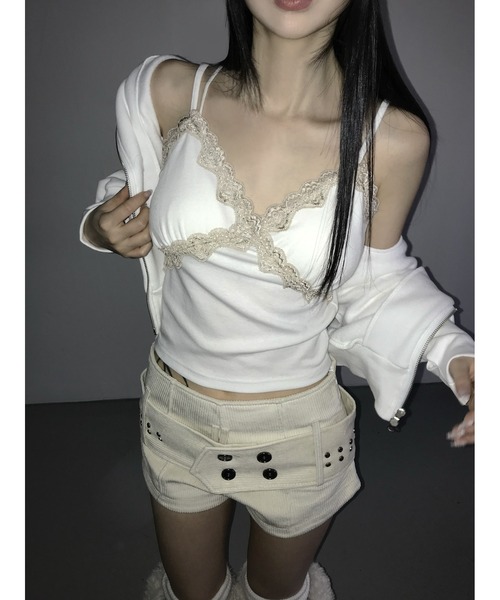 THEAIRTOWN（ジエアタウン）の「comfy lace bustier（キャミソール・レディース・アイボリー/ブラック・FREE）」の9枚目の写真