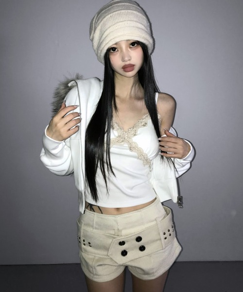 THEAIRTOWN（ジエアタウン）の「comfy lace bustier（キャミソール・レディース・アイボリー/ブラック・FREE）」の3枚目の写真