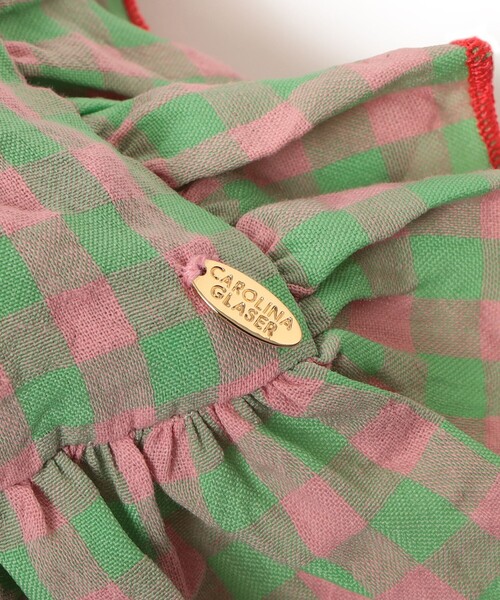 CAROLINA GLASER（カロリナ グレイサー）の「フリル ギンガムチェック トートバッグ（トートバッグ・レディース・グリーン/サックスブルー・ONE SIZE）」の21枚目の写真