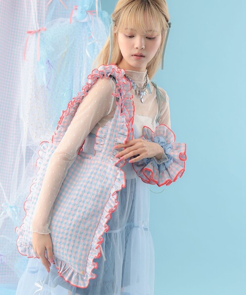 CAROLINA GLASER（カロリナ グレイサー）の「フリル ギンガムチェック トートバッグ（トートバッグ・レディース・グリーン/サックスブルー・ONE SIZE）」の15枚目の写真