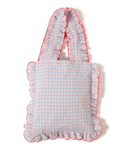 CAROLINA GLASER（カロリナ グレイサー）の「フリル ギンガムチェック トートバッグ（トートバッグ・レディース・グリーン/サックスブルー・ONE SIZE）」の12枚目の写真