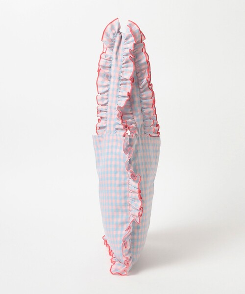 CAROLINA GLASER（カロリナ グレイサー）の「フリル ギンガムチェック トートバッグ（トートバッグ・レディース・グリーン/サックスブルー・ONE SIZE）」の7枚目の写真