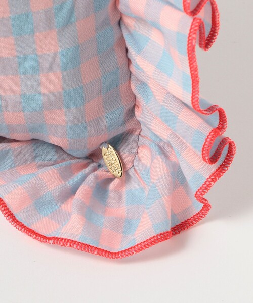 CAROLINA GLASER（カロリナ グレイサー）の「フリル ギンガムチェック トートバッグ（トートバッグ・レディース・グリーン/サックスブルー・ONE SIZE）」の4枚目の写真