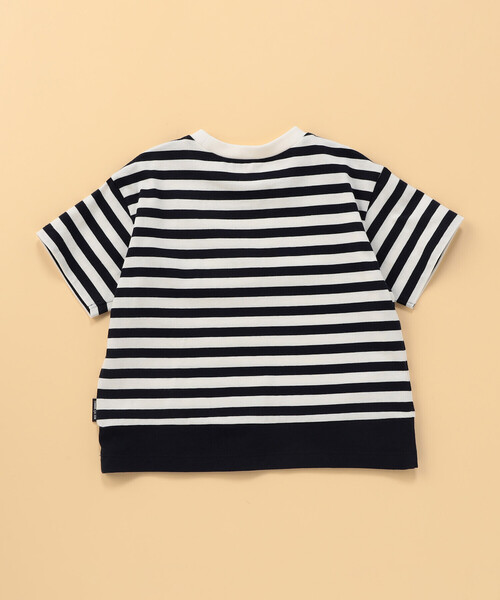 COMME CA ISM(コムサイズム)の「デニムワッペン付き ボーダー半袖Tシャツ (ベビーサイズ)(Tシャツ/カットソー・キッズ・ネイビー・80-90cm)」の2枚目の写真