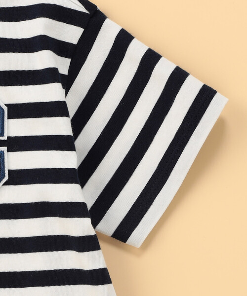 COMME CA ISM(コムサイズム)の「デニムワッペン付き ボーダー半袖Tシャツ (ベビーサイズ)(Tシャツ/カットソー・キッズ・ネイビー・80-90cm)」の4枚目の写真